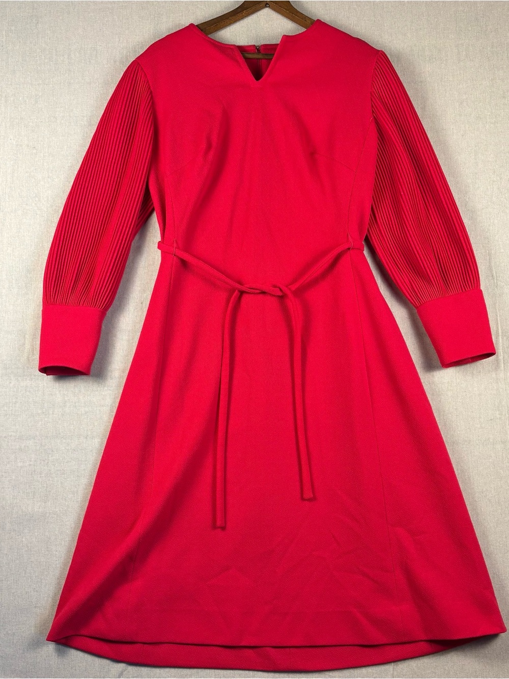 Vintage Edith Flagg Women’s Medium 3/4 Sleeve Belted Midi Red Dress